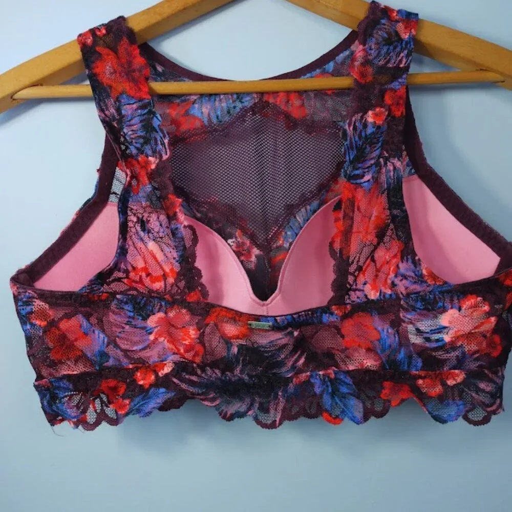 PINK Victoria's Secret Tropical Lace Bralette - Red, Purple, Blue, Pink - Picture 2 of 7